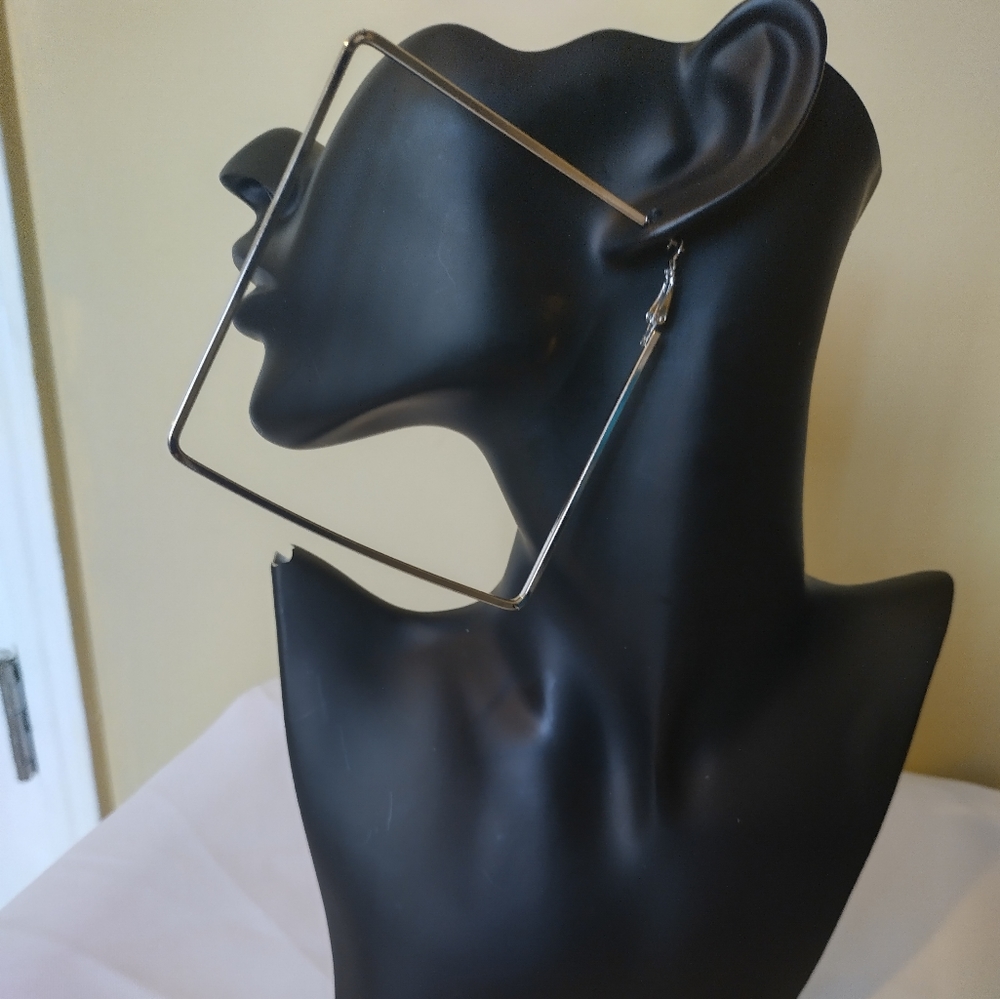 Heart -triangle and square hoop earrings